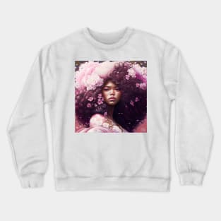 [AI Art] Cherry blossom lady with big hair Crewneck Sweatshirt